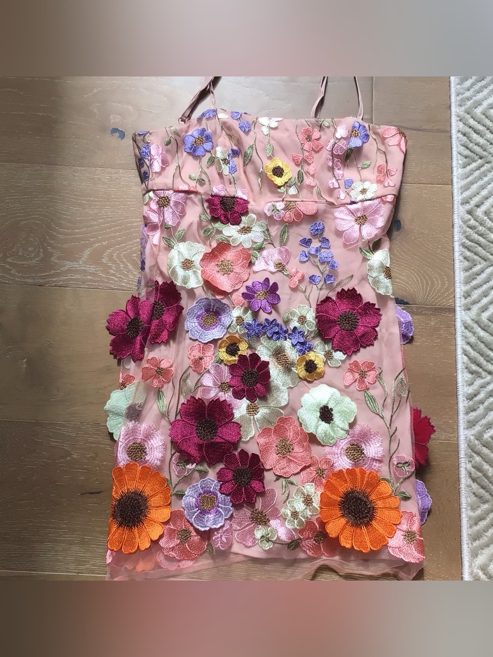 Storia Pink Floral 3D Appliqué Party Dress
